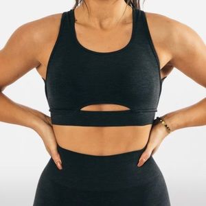 alphalete trinity bra - black marl - size medium